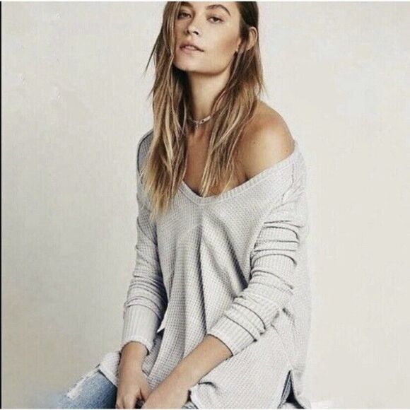 Free People Drippy Sunset Park Lightweight Thermal Knit Oversized Tunic Top XS - Picture 1 of 11